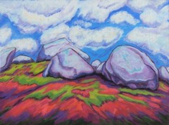 Vintage Original Rocky Hill Top Painting by Listed Artist Glenda Coffin