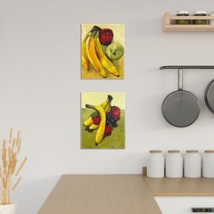 Original Still Life Fruit Painting 11×14 Bold Brush Strokes Acrylic on Canvas