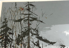 JOHN LOREN HEAD Original Painting NH Winter Mountain Scene with Skier (28″x 22″)