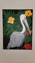 Tropical Pelican Original Acrylic Painting On Canvas Signed by Artist 16×12 Inch