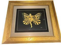 VTG Original Di Kaye ART DECO BUTTERFLY LADY erte Style Watercolor 22×25” Framed