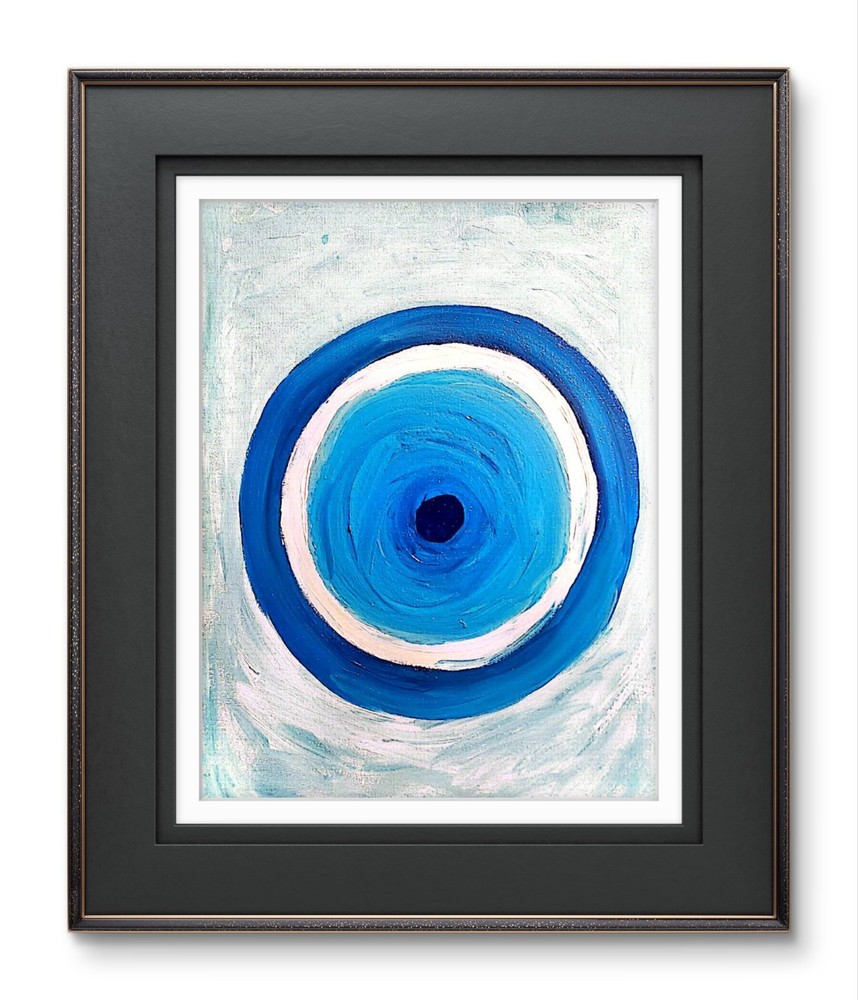 Blue Evil Eye Painting Original Acrylic Abstract Spiritual Protection Art