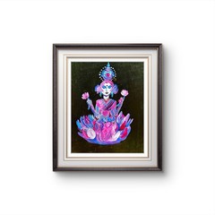 Lotus Goddess Painting 11×14 Original Acrylic Canvas Spiritual Boho Wall