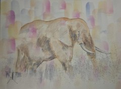 ORIGINAL 8.5×11 Watercolor Elephant Painting “ Silent Moment“
