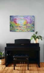 Original Painting 36×24 Colorful Landscape Canvas Art Spring Awakening