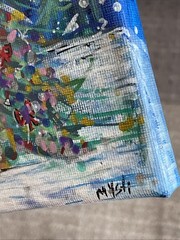 Let It Snow Original Painting Christmas Art Blue Xmas Snowfall Trees