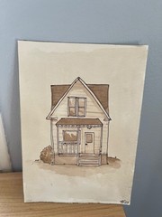 Original watercolor sepia house