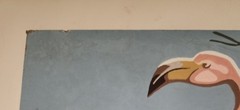 RARE VINTAGE 1950’S ART DECO PAINT BY NUMBER „Lone FLAMINGO “ UnFRAMED PAINTING