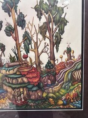 Original Oil Pastel Fantasy Landscape Donna Crotchett 1980 Signed Matted/Framed