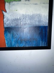 37.5”x25.5”. Original. Abstract. Artist wrapped and framed . Signed and dated 09