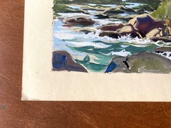 ORIGINAL 1949 LOUIS DARLING WATERCOLOR PAINTING “FLY FISHING THE RAPIDS”