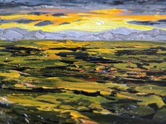 Original 6″x8″ Oil Painting Textured IMPASTO farm fields sunset rolling hills