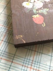 Vintage Floral Wood Painting 14.5 X 4” Hand Painted Daisy’s + Fruit Plaque