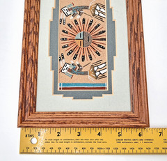 Vintage Native American Navajo Sand Painting by Glen Nez with COA Framed Matted