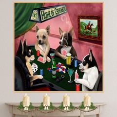 Home of Chihuahua Dogs Playing Poker Canvas Game Room Decoration Gallery Wrap