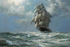 Art Giclee Printed Oil Painting Ship Sailboat Nautical Home Decor