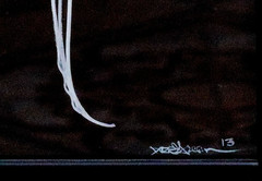 Doze Green „Totem“ 15.5 x39.5 in – Acrylic & Marker on Black Coventry Rag Paper