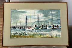 EDMUND V PUBLICOVER VINTAGE WATERCOLOR PAINTING SIGNED 1965 FRAME 25″ X 37″