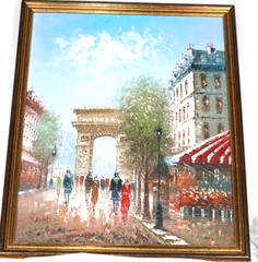 Vintage Caroline Burnett Oil Painting Paris Triomphe Impressionist Signed Art