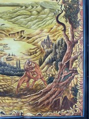 Original Painting Cloth Astrology Zodiac LEO Lion Apollo Tarot BOSSCHART FRAMED