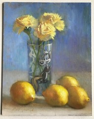 „Pepé Le Pew with Lemons and Carnations 14×11 in. Oil on linen HALL GROAT II