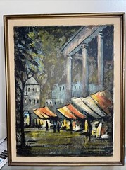 Mid-Century WARREN WOODWARD SERIGRAPH on Silk W/ Wooden Frame 29”x23”