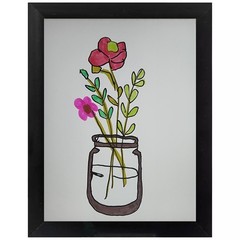 Abstract/Minimalist 9×12 Pink Flower Daisy Signed Original Handmade Art Painting