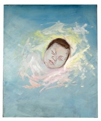 Retro 24″ Oil Painting Canvas Young Baby Boy Sleeping Newborn Stephanie Agnew