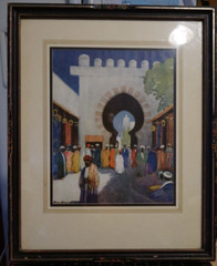 ORIGINAL FRAMED SUNLIGHT & SHADOW ANTIQUE WATER COLOR PRINT 1900 HANS HANSEN RSW