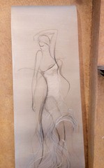 PAIR Exquisite Wall Art Ballet Paintings on Mylar w/ Beaded Glass ~Marlin Kalish