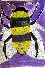 BumbleBee Original Abstract 5×7 Watercolor Paper Signed Contemporary Wall Art