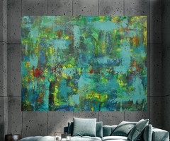 Mark Little Original Giant Canvas Painting 84”X62” (7 Foot) Abstract Modern XL