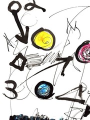 Original Abstract Expressionism 9X12 Paper Primary Minimalist Handmade Signed 8