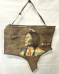 Antique Painted Chief Wolf Robe Native American Cheyenne on hide leather HD