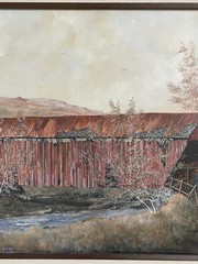 Covered Wood Bridge NH Orig. Oil Painting by Charles Chamberlain Listed Artist