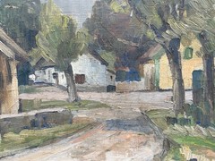 Impressionist Painting Johannes Britze 1895-1960 Denmark Village Landscape
