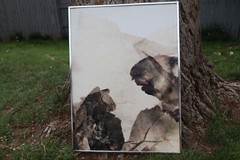 Vtg. Collage Reflections by A.H.Wobig Acrylic Mixed Painting on Rice paper 20×27