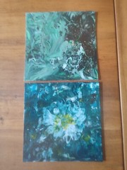 Lily Auger (1949 – ) „White and Green Explosion“ 2 Acrylic on Canvas