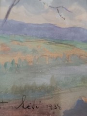 1938 Antique Gaston Levi Levy Listed Artist Restorer Watercolor Gouache Painting
