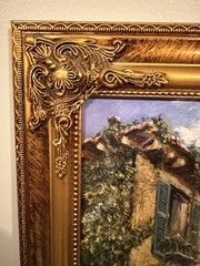 Vintage Marie Frédérique Framed European Garden Textured Print Ornate Gold Frame