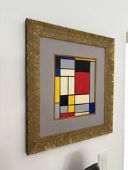 Piet Mondrian Hand Signed Oil On Paper Painting 1872-1944.In The Style Of.Framed