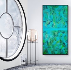 One-of-a-Kind Green ColorField Luxury Textured Abstract Canvas Art 59×30 in