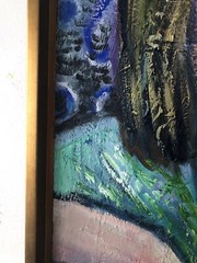 Melissa Bollen Oil Painting Gold Floater Frame Cat Cubism Picasso-style