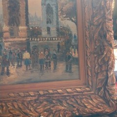 Possible Caroline C Burnett 1877-1950 Original Oil Painting Eiffel Paris Clump