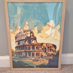 Modern Colosseum Architecture Painting – Framed Landmark Travel Art Single Piece