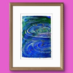 Colorful Water Ripples Abstract Impressionist Original Watercolor 5×7 Signed.