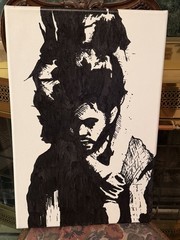 Original Painting Drawing “The Weekend” R & B Fan Art On Canvas Sanchez 2000