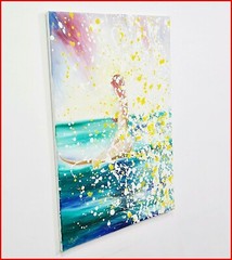 Original 27.5″ Mixed Media „Illusion Of Surfing“ Canvas Abstract Painting Art
