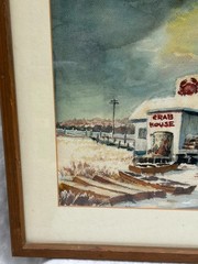 Original Signed Framed Watercolor Painting Historic Crab House New Jersey