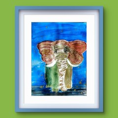 Watercolor Elephant Original Abstract 9×12 Watercolor Paper Signed Contemporary